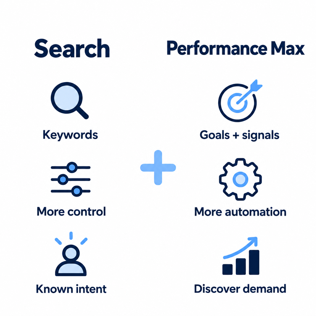 Search versus Performance Max in Google Ad Grants